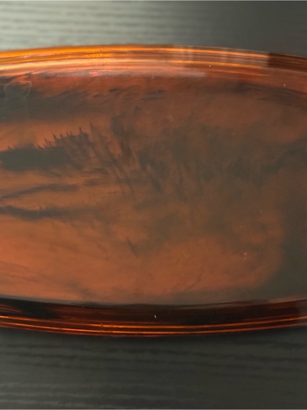 Set of (6) Vintage MCM Marbled Amber Lucite Faux Tortoise Shell Snack Trays - Picture 8 of 9